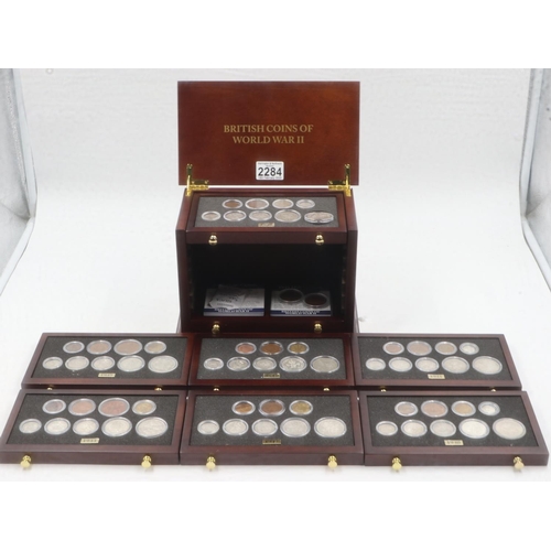 2284 - British Coins of World War II 1939 - 1945 in a  presentation cabinet. UK P&P Group 2 (£20+VAT for th... 