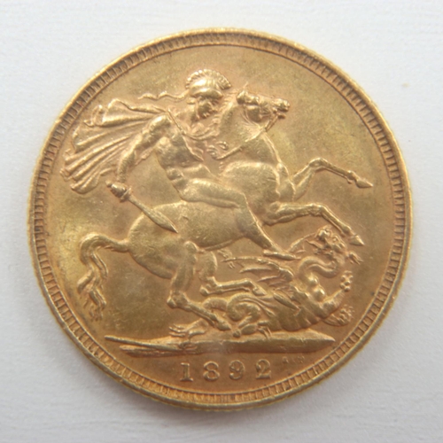 2198 - 1892 full gold sovereign of Queen Victoria, Melbourne Mint. UK P&P Group 0 (£6+VAT for the first lot... 