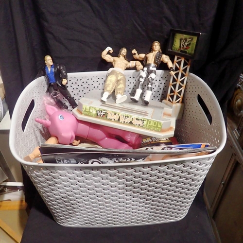 1013 - Mixed toys to include Jakks Pacific WWF action figures and Trash Talking stage. Not available for in... 