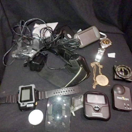 1044 - GPS satnav, GPS tracker and two wristwatches. Not available for in-house P&P