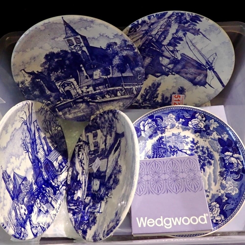 1321 - Eight mixed plates to include four Delft and four limited edition Wedgwood plates. Not available for... 