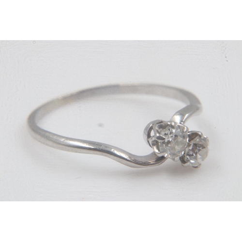 17 - 1920's unmarked white gold, diamond crossover ring, size N, 2.1g. UK P&P Group 0 (£6+VAT for the fir... 