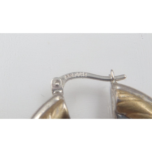 21 - Pair of 14ct white and yellow gold hoop earrings, each D: 30 mm, combined 4.5g. UK P&P Group 0 (£6+V... 