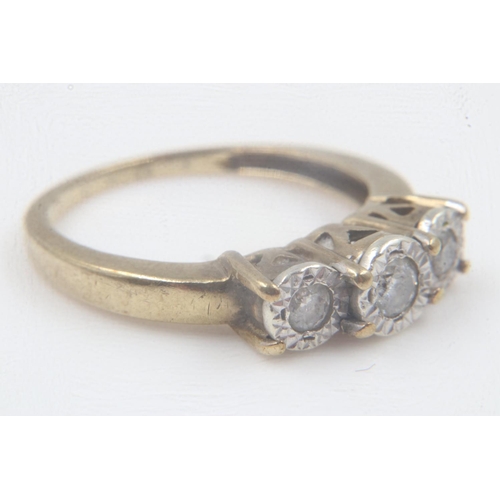 25 - 9ct gold trilogy ring set with diamonds, size N, 2.8g. UK P&P Group 0 (£6+VAT for the first lot and ... 