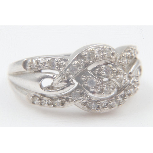 28 - 14ct white gold multi stone set ring, size S, 5.8g. UK P&P Group 0 (£6+VAT for the first lot and £1+... 