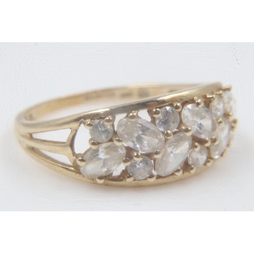 32 - 14ct gold pierced ring set with CZ, size U, 3.1g. UK P&P Group 0 (£6+VAT for the first lot and £1+VA... 