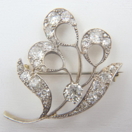 33 - Late 19th century old-cut diamond set 15ct gold floral brooch, totalling approximately 4cts, 35 x 35... 