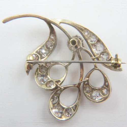 33 - Late 19th century old-cut diamond set 15ct gold floral brooch, totalling approximately 4cts, 35 x 35... 