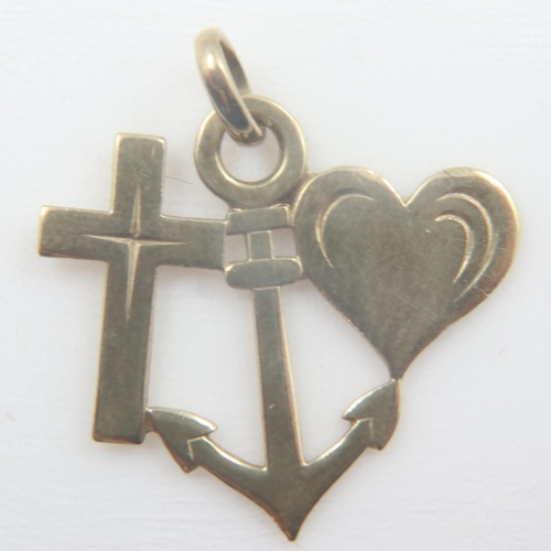 42 - Love, Hope and Faith 9ct gold pendant, drop L: 22 mm. UK P&P Group 0 (£6+VAT for the first lot and £... 