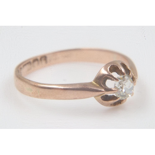 44 - 19th century old-cut diamond set solitaire ring in 9ct rose gold claw setting, 1.9g, size R/S. UK P&... 