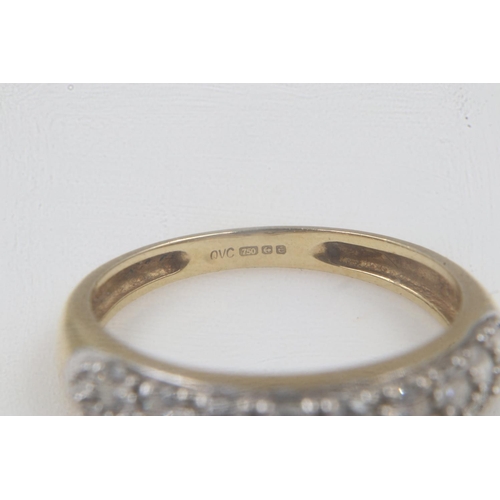 7 - 9ct gold half eternity ring set with CZ, size L, 2.5g. UK P&P Group 0 (£6+VAT for the first lot and ... 