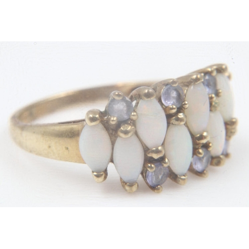 55 - 9ct gold opal and quartz set ring, size S, 3.2g. UK P&P Group 0 (£6+VAT for the first lot and £1+VAT... 