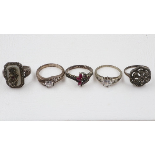 57 - Five stone set silver rings. UK P&P Group 0 (£6+VAT for the first lot and £1+VAT for subsequent lots... 