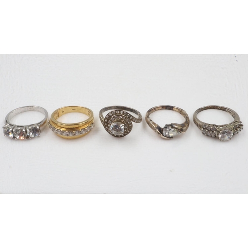 59 - Five stone set silver rings. UK P&P Group 0 (£6+VAT for the first lot and £1+VAT for subsequent lots... 