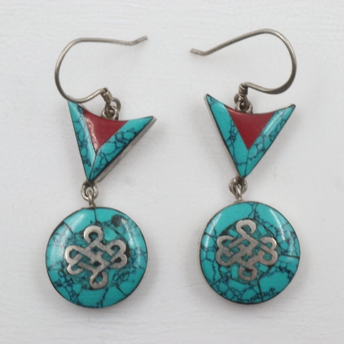 61 - Pair of enamelled silver earrings. UK P&P Group 1 (£16+VAT for the first lot and £2+VAT for subseque... 