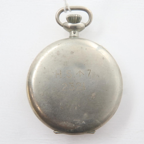 66 - WWII navy issue stop watch, stamped HS-7  2321 verso, working at lotting. UK P&P Group 1 (£16+VAT fo... 