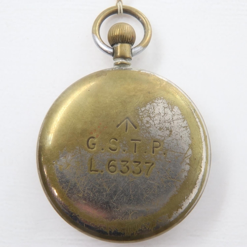 75 - UNITAS: military pocket watch with GSTP L6337 stamp verso, working at lotting. UK P&P Group 1 (£16+V... 