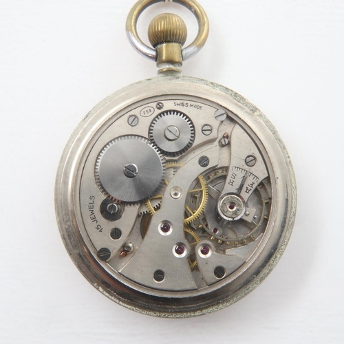 75 - UNITAS: military pocket watch with GSTP L6337 stamp verso, working at lotting. UK P&P Group 1 (£16+V... 