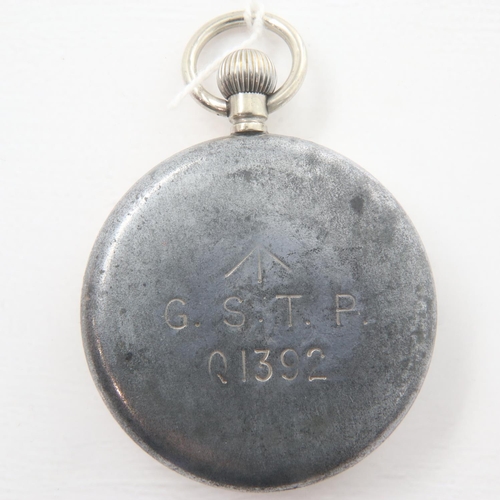 76 - FHF 2124 military pocket watch, GSTP 01392 stamped verso, working at lotting. UK P&P Group 1 (£16+VA... 