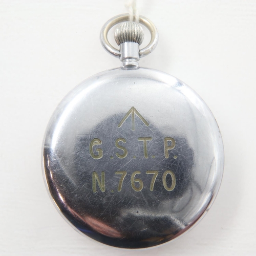 78 - LEONIDAS: military pocket watch stamped GSTP N7670 verso, working at lotting. UK P&P Group 1 (£16+VA... 