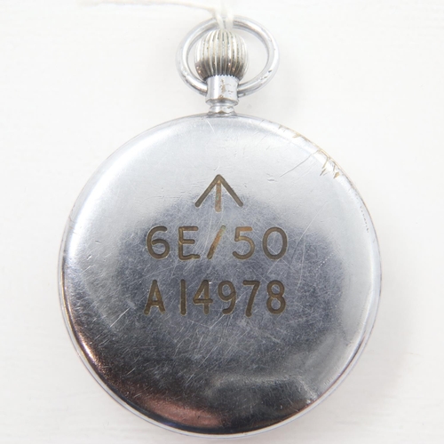 83 - JAEGER LE COULTRE: RAF navigation pocket watch stamped 6E/50 A14978 verso, working at lotting. UK P&... 