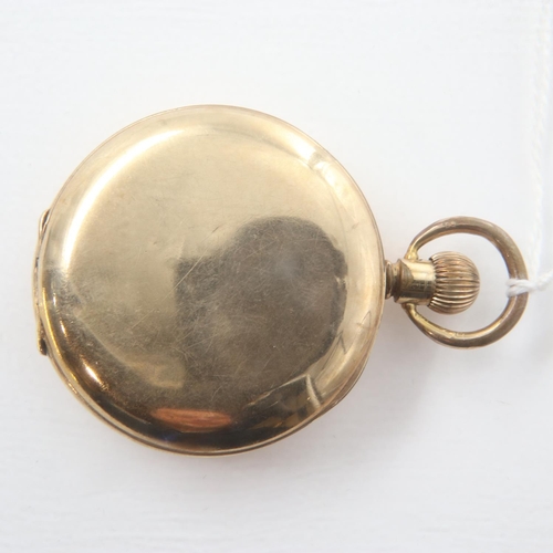 86 - WALTHAM: crown winding full hunter gold plated pocket watch with subsidiary seconds dial, working at... 