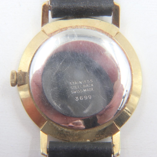 109 - SUMMIT: gents manual wind wristwatch, gold plated case with white dial, working at lotting, boxed wi... 