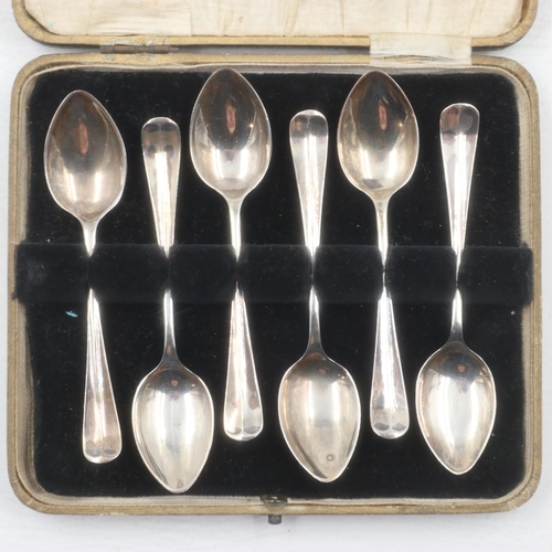 116 - Cased set of six hallmarked silver teaspoons, maker WB & SH Ltd, 54g. UK P&P Group 1 (£16+VAT for th... 