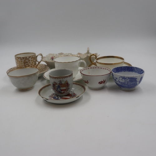 255 - A collection of early British ceramics including Swansea and Coalport. Not available for in-house P&... 