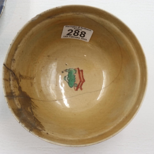 288 - Early Chinese export plates and polychrome decorated bowl, damages and repairs throughout. UK P&P Gr... 