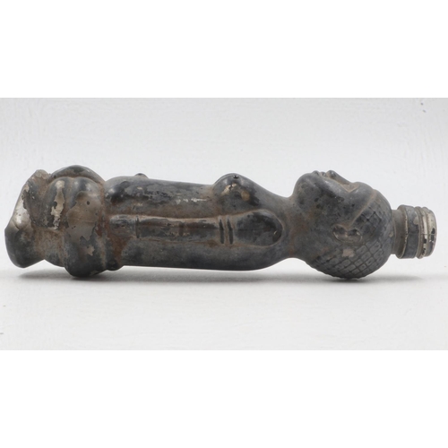 289 - Early glass scent bottle in the form of an African woman, H: 12 cm, damage to base, no stopper. UK P... 