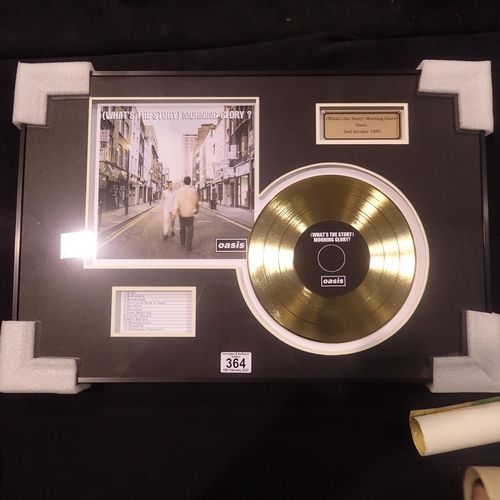 364 - Framed Oasis gold disc, What's the Story Morning Glory, 60 x 40 cm. Not available for in-house P&P