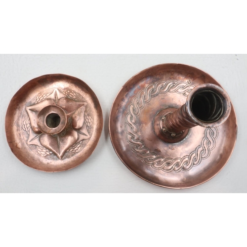 316 - Two late nineteenth century copper candlesticks, largest H: 20cm. UK P&P Group 2 (£20+VAT for the fi... 