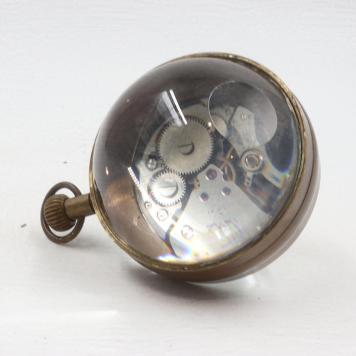 343 - Brass and glass bubble clock. UK P&P Group 3 (£30+VAT for the first lot and £8+VAT for subsequent lo... 