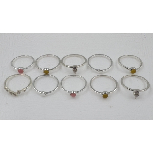 38 - Ten mixed  925 silver rings, some set with stones, various sizes. UK P&P Group 0 (£6+VAT for the fir... 