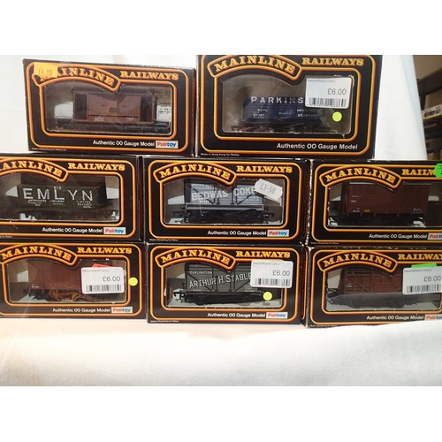 2360 - Eight Mainline OO gauge wagons, all different, mostly excellent condition, boxes with wear. UK P&P G... 