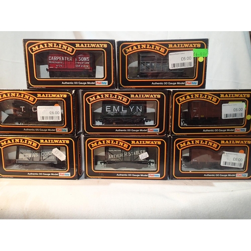 2361 - Eight Mainline OO gauge wagons, all different, mostly excellent condition, boxes with wear. UK P&P G... 