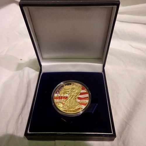 1110 - 2018 enamelled American commemorative round. UK P&P Group 1 (£16+VAT for the first lot and £2+VAT fo... 