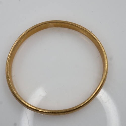 18 - 22ct gold slim profile band ring, size L, 1.9g. UK P&P Group 0 (£6+VAT for the first lot and £1+VAT ... 