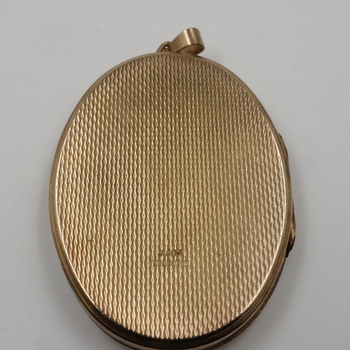 2 - 9ct gold oval locket with glass interior, 45 x 30 mm, gross weight 17.9g. UK P&P Group 0 (£6+VAT for... 