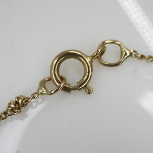 20 - Fine 9ct gold chain, 0.6g, with unmarked stone set pendant, L: 46 cm. UK P&P Group 0 (£6+VAT for the... 