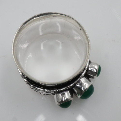 21 - Large silver and gemstone swivel ring, size N. UK P&P Group 0 (£6+VAT for the first lot and £1+VAT f... 