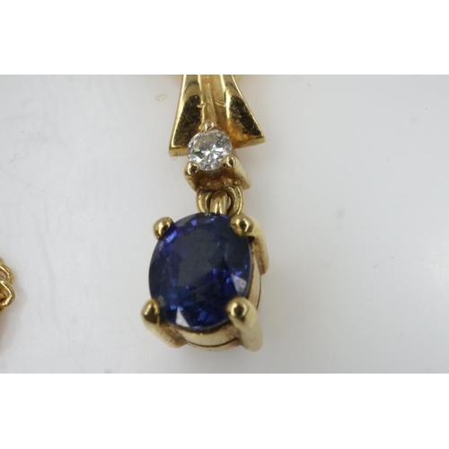 45 - 18ct gold diamond and sapphire set necklace, 4.6g. UK P&P Group 0 (£6+VAT for the first lot and £1+V... 