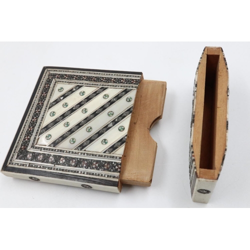 92 - 19th century Anglo-Indian inlaid card case. UK P&P Group 2 (£20+VAT for the first lot and £4+VAT for... 