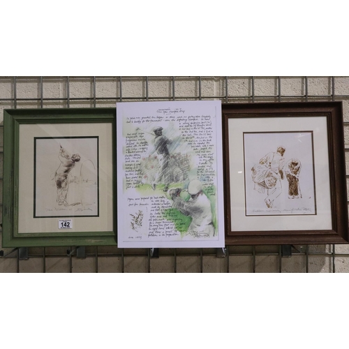 142 - Harold Riley (1934-2023): two artist signed limited edition prints, Jack Nicklaus '66 (image 17 x 22... 