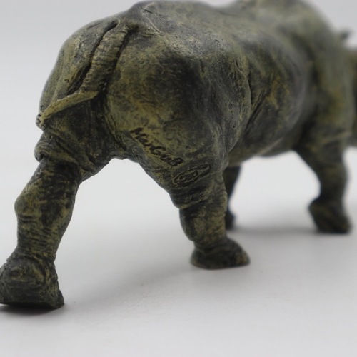 342 - Cold painted Franz Bergman bronze Rhinoceros, L: 16 cm. UK P&P Group 1 (£16+VAT for the first lot an... 