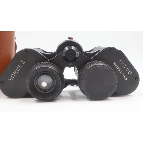 110 - Schulz  pair of German-made 10 x 50 binoculars. UK P&P Group 1 (£16+VAT for the first lot and £2+VAT... 