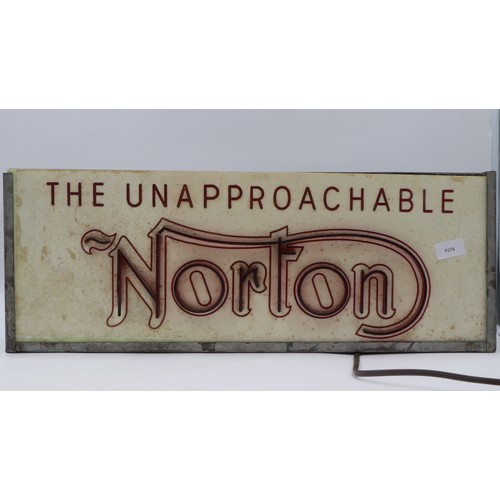 107A - Norton Motorcycles 'The Unapproachable Norton' advertising box sign, 64 x 13 x 24cm. Not available f... 