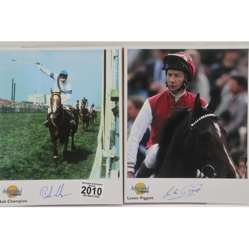 2010 - Autographed Editions signed photographs of two jockeys: Lester Piggott and Bob Champion. UK P&P Grou... 