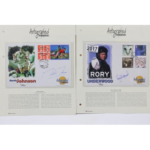 2017 - Autographed Editions signed stamped envelope of two Rugby Union players: Rory Underwood and Martin J... 